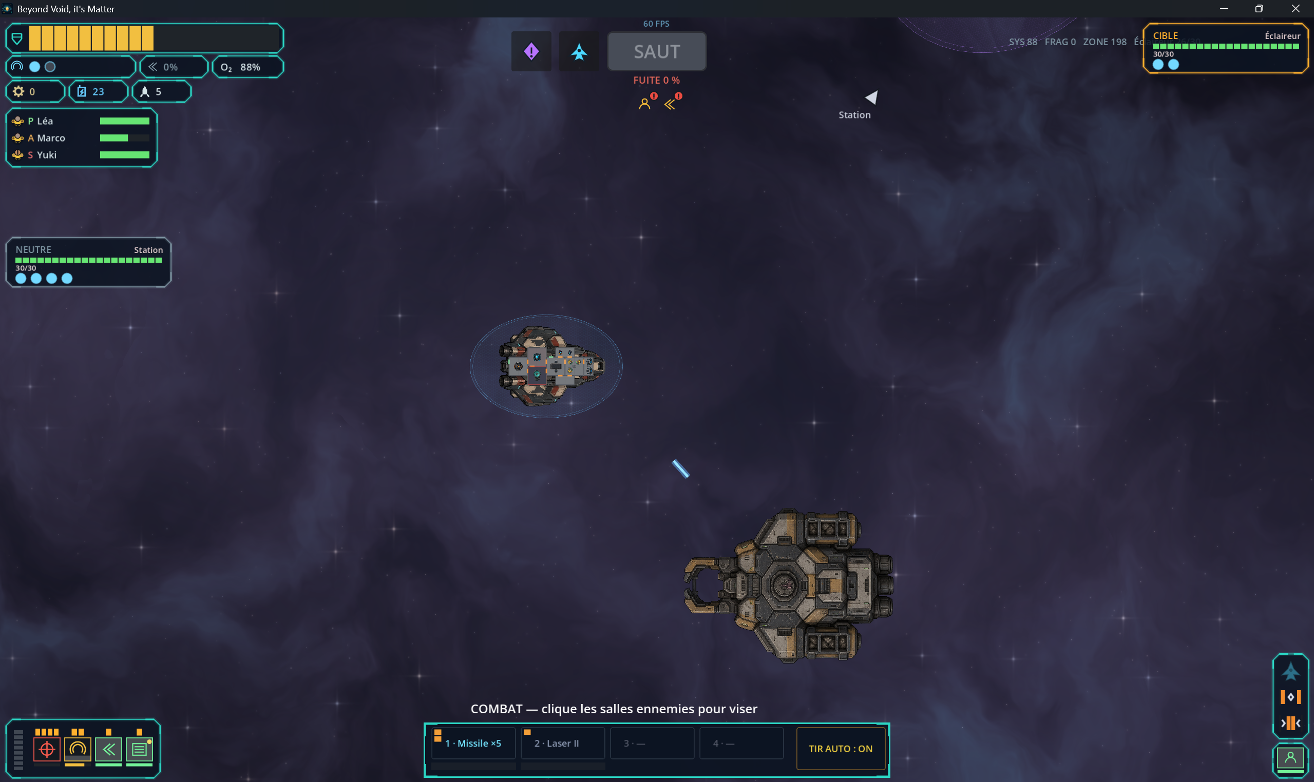 Capture d’un combat spatial dans Beyond Void